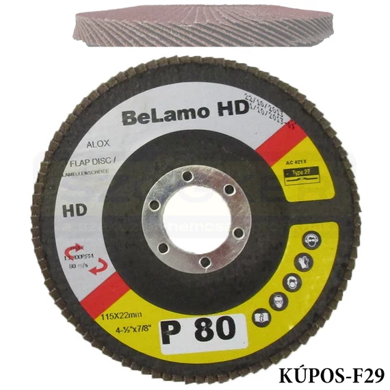 LAMELLÁS CSISZOLÓTÁRCSA KÚPOS D115/A80 LAMOFLEX FÉM-FA F29 BELAMO HD BLAH115809