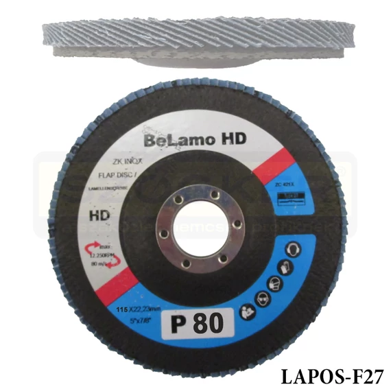 LAMELLÁS CSISZOLÓTÁRCSA LAPOS D115ZK80 LAMOFLEX INOX F27 BELAMO HD