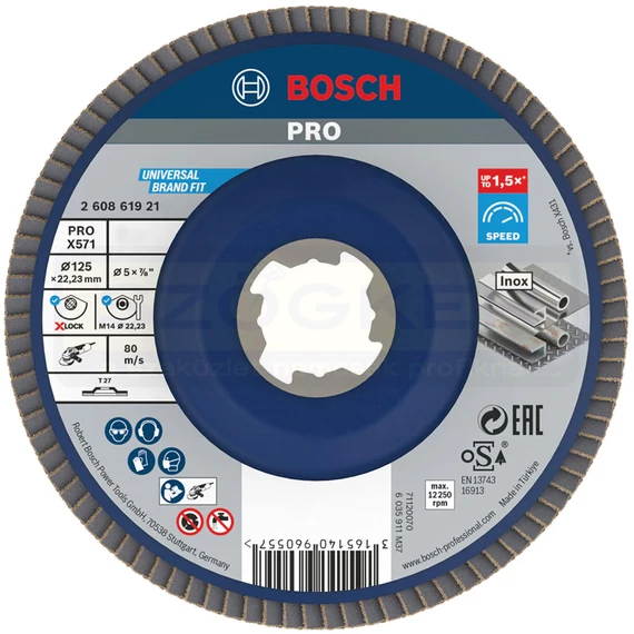 BOSCH 2608619212 LAMELLÁS CSISZOLÓTÁRCSA D125 XLOCK GYORSBEFOGÁS P120