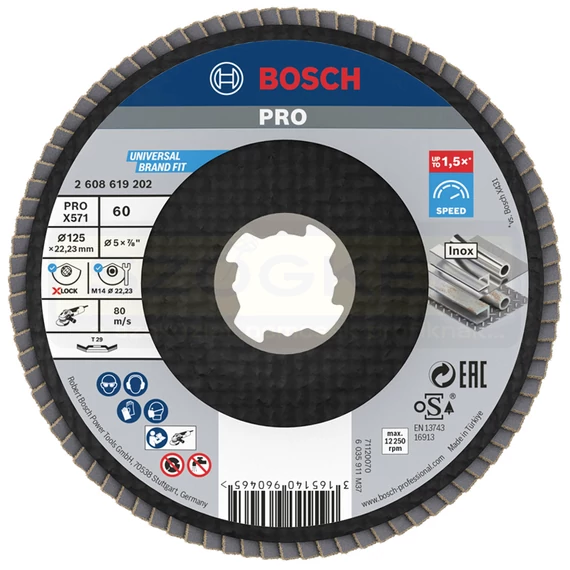 BOSCH 2608619202 LAMELLÁS CSISZOLÓTÁRCSA D125 XLOCK GYORSBEFOGÁS P60