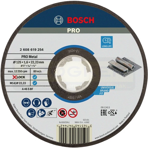 BOSCH 2608619254 LAMELLÁS CSISZOLÓT. D125*1.6 XLOCK GYORSBEFOGÁS