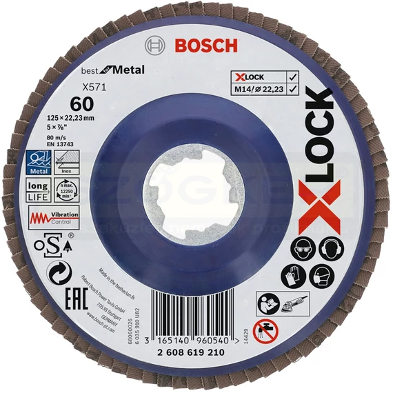 BOSCH 2608619210 LAMELLÁS CSISZOLÓT. D125 P60 XLOCK GYORSBEFOGÁS