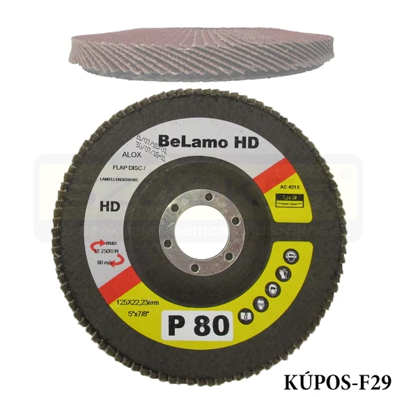 LAMELLÁS CSISZOLÓTÁRCSA KÚPOS D125/A80 LAMOFLEX FÉM-FA F29 BELAMO HD LA125809