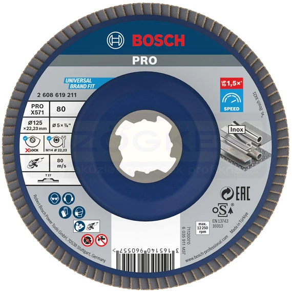 BOSCH 2608619211 LAMELLÁS CSISZOLÓTÁRCSA D125 XLOCK GYORSBEFOGÁS P80