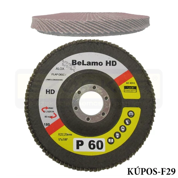 LAMELLÁS CSISZOLÓTÁRCSA KÚPOS D180/A60 LAMOFLEX FÉM-FA F29 BELAMO LA180609