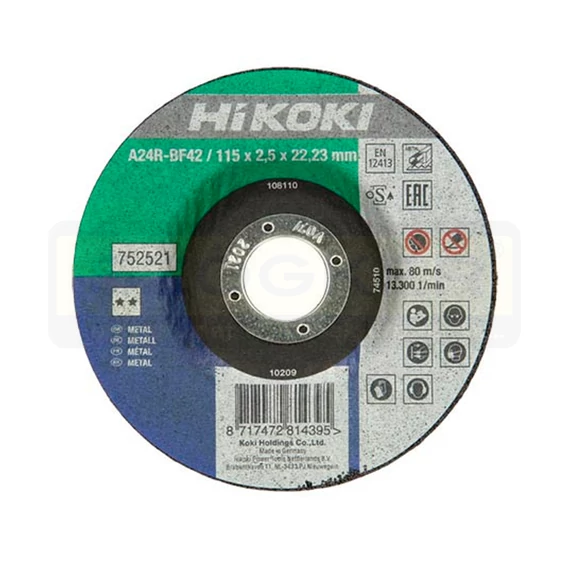 VÁGÓKORONG D180*3*22 DPC FÉM A24R-BF T42 KÚPOS HIKOKI 752524