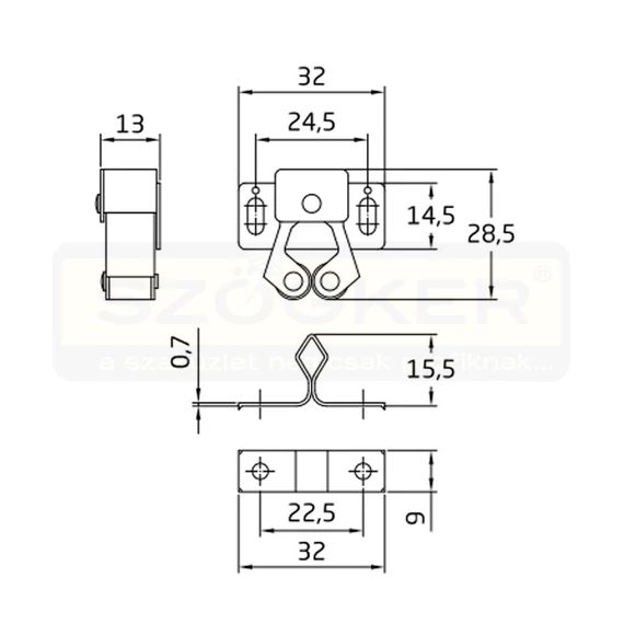 AMIG 12/4915 GÖRGÖS CSAPPANTYÚ 32*26mm ANTIK-BRONZ BÚTORHOZ GUMIGÖRGŐ