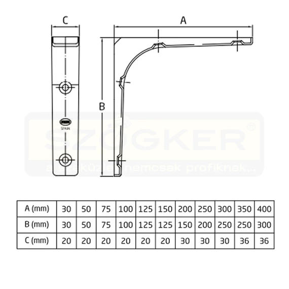 AMIG 2/512 POLCTARTÓ SAROK 30*30 CINK-EZÜST ERŐSÍTETT TB:90KG