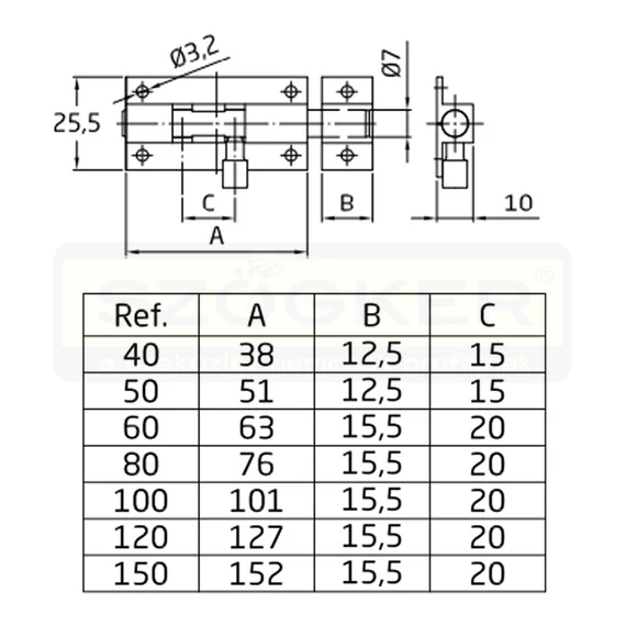 AMIG 391/1358 TOLÓZÁR BAJONETT 60mm SR. BÚTORHOZ ÖNTÖTT TÍPUS