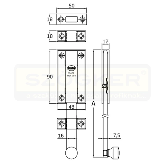 AMIG 3800/7293 TOLÓZÁR ÉPÜLET EGYENES 150mm INOX