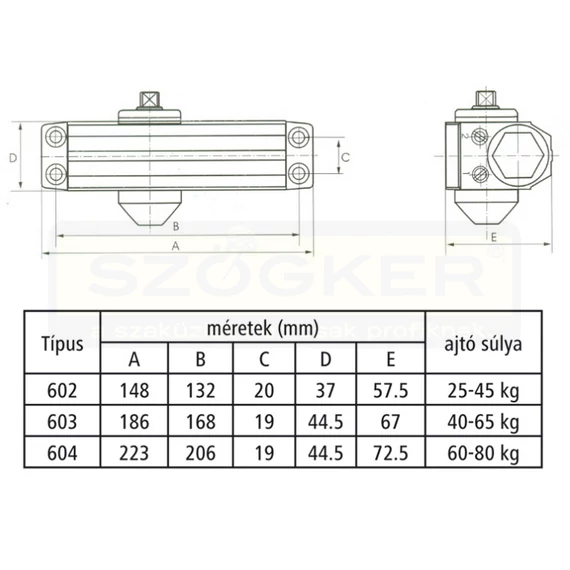AJTÓBEHÚZÓ 65-100KG EZÜST NORMÁLKAROS KARRAL EGYÜTT IMPORT