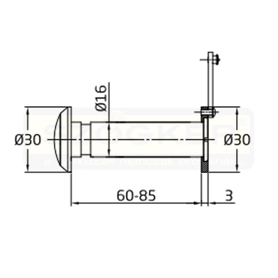AMIG 1482 - MHA 166085LP AJTÓKITEKINTŐ D16/60-85mm CSILLOGÓ SÁRGARÉZ