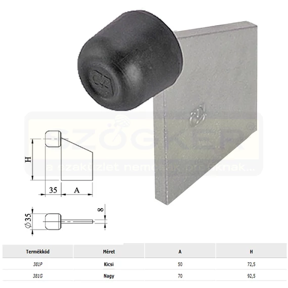 COMBI 381P KAPUÜTKÖZŐ HEGESZHETŐ+BET. HG. 50*90mm