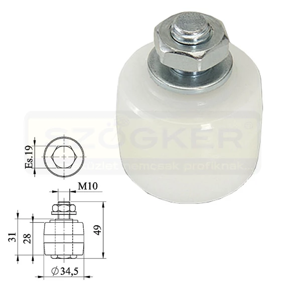 COMBI 448.35x30 VEZETŐGÖRGŐ KAPUHOZ D35*30 FEHÉR (TOLÓ ÉS ÚSZÓ KAPUHOZ)