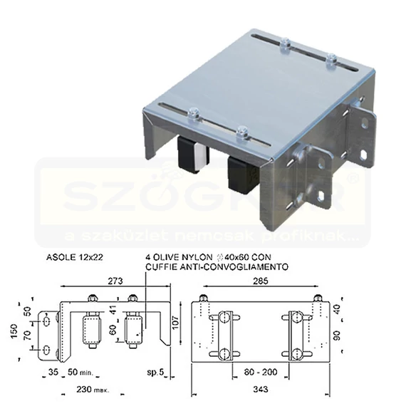 COMBI 463 STF VEZ.GÖRGŐ KAPUH.4DB ÁLL.MŰAVÉD D40*60 FEH.-HG.343*273mm+FÜLEK