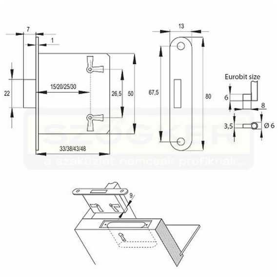BÚTORZÁR BEVÉSŐS 25mm 1DB KULCCSAL REZEZETT ELŐLAP IMPORT 502