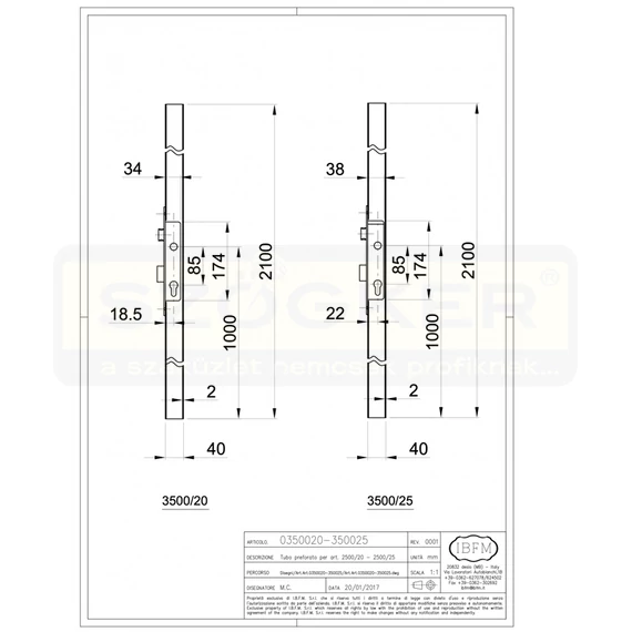 IBFM 350025 ZÁRTOK 40/40mm Z.SZELVÉNY NAT. 25/85 ZÁRTESTHEZ 2.1M HOSSZÚ