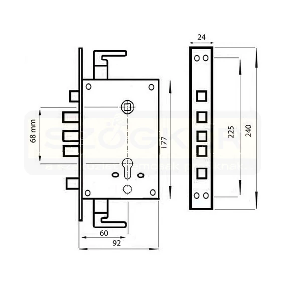 ZÁRTEST BEVÉSŐ UNIVERZÁLIS KESKENY ELŐLAPÚ 68mm CIL. J-B HISEC 1750386