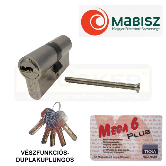 TESA MEGA-6 KÁRTYÁS CIL.ZÁRBET PONTF. 5KULCS 45/45 NIKKEL REGISZT. VÉSZFUNKCIÓS