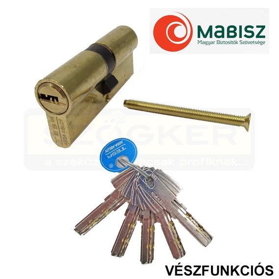 TESA T60 CIL.ZÁRBETÉT PONTFURATOS 35/45 SÁRGARÉZ 5KULCSOS VÉSZFUNKCIÓS