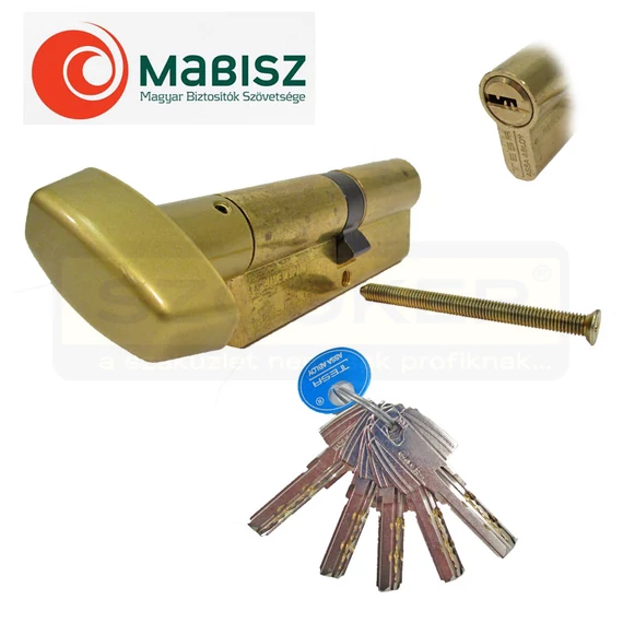 TESA T60 CIL.ZÁRBETÉT PONTFURATOS 30/30 GOMBOS 30 SÁRGARÉZ 5KULCSOS