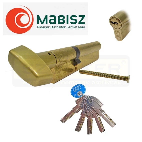 TESA T60 CIL.ZÁRBETÉT PONTFURATOS 35/55 GOMBOS 35 SÁRGARÉZ 5KULCSOS