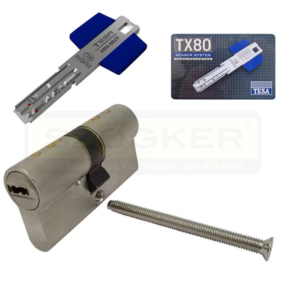 TESA TX80 CIL.ZÁRBETÉT PONTFURATOS 30/30 NIKKELEZETT 5KULCSOS SENSOROS