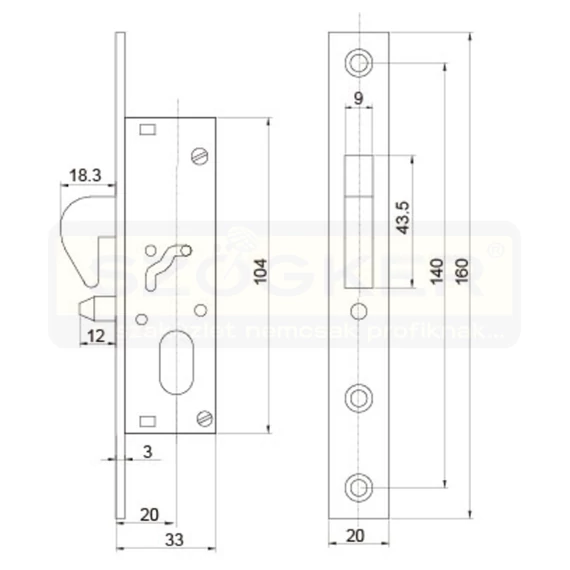 ZÁRTEST PORTÁL 30mm KAMPÓS OVÁLBETÉTTEL FEÉMSZERKEZETHEZ ANBO 1680HP