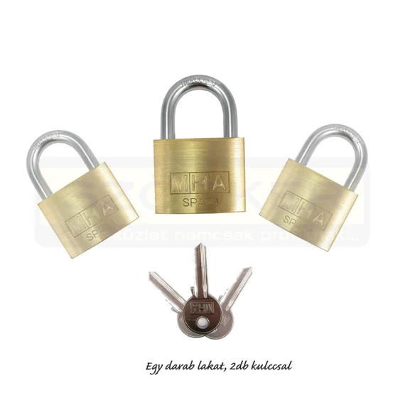 NORMÁLKENGYELES LAKAT 6-40mm SÁRGARÉZ EGYZÁRLATÚ 2DB KULCS MHA-EGYEDI D6.5mm KENGYEL