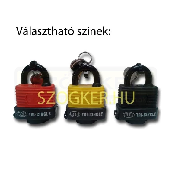 LAKAT 38-40mm VÍZÁLLÓ MŰANYAG BEVONATOS,2DB KULCCSAL TRI-CIRCLE