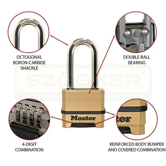 MASTERLOCK M175DLH - 175EURDLH LAKAT 50mm SZÁMKOMBINÁCIÓS ACÉL