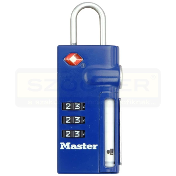 MASTERLOCK 4693EURDBLU LAKAT SZÁMKOMBINÁCIÓS 30mm KÉK - AZONOSÍTÓ CÍMKÉVEL