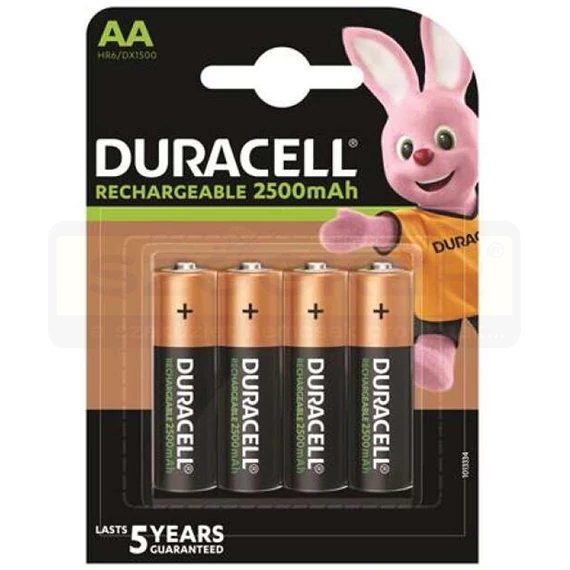 DURACELL DX1500 CERUZA AKKU TÖLTHETŐ 1,2V AA 2500mAh HR6 NiMH 4DB/CSOMAG