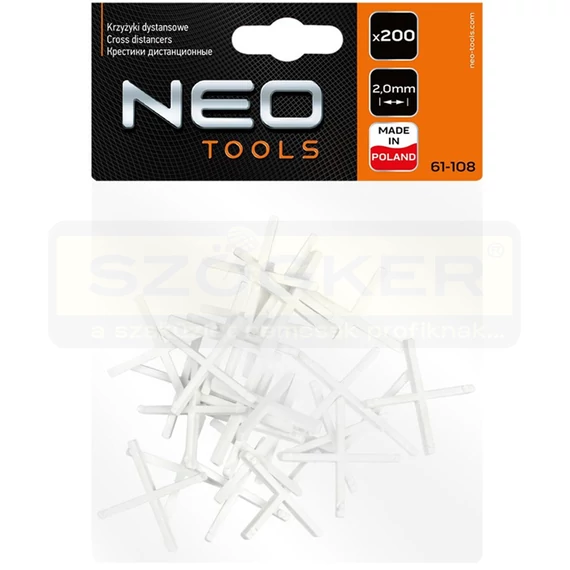 NEO 61-108 FUGA-HÉZAGOLÓ KERESZT 2mm 200db/CSOMAG CSEMPÉKHEZ