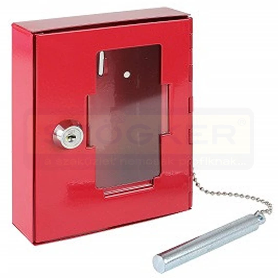 TŰZKULCS DOBOZ ÜVEGBETÖRŐVEL 12*16*5cm PIROS 2 KULCS IMPORT 2300409