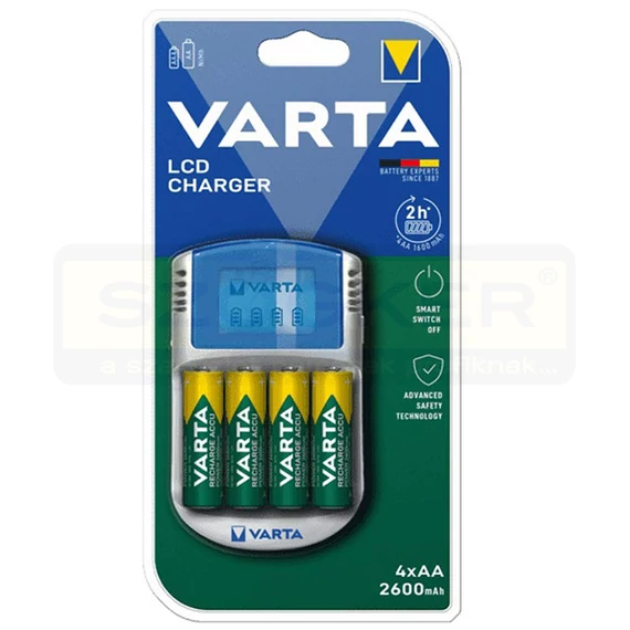 AKKUTÖLTŐ + 4*2600mAh AA AKKU LCD KIJELZŐS USB VARTA 57070201451