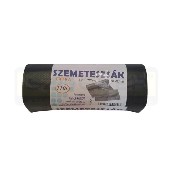 SZEMETES ZSÁK 110L 60*100 10DB/CSOMAG EXTRA-ERŐS FEKETE MAGYAR
