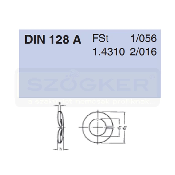 RUGÓS ALÁTÉT M8 DIN 128A HG. HAJLÍTOTT IMPORT