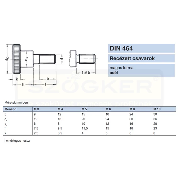 ROVÁTKOLT CSAVAR M4*12 DIN 464 HG. MAGASFEJŰ IMPORT