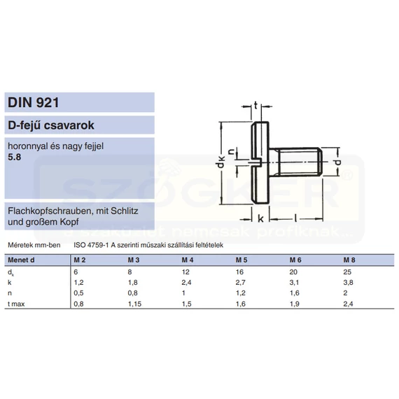 LAPOSFEJŰ DÍSZCSAVAR M04*06 EH DIN 921 HG. NAGYFEJŰ IMPORT