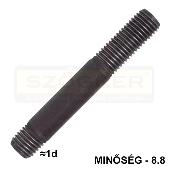 ÁSZOKCSAVAR M16*40 1d DIN 938-8.8 NAT.