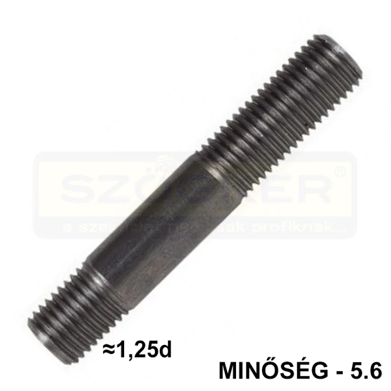 ÁSZOKCSAVAR M16*80 1.25d DIN 939-5.6 NAT. IMPORT UTOLSÓ DARABOK