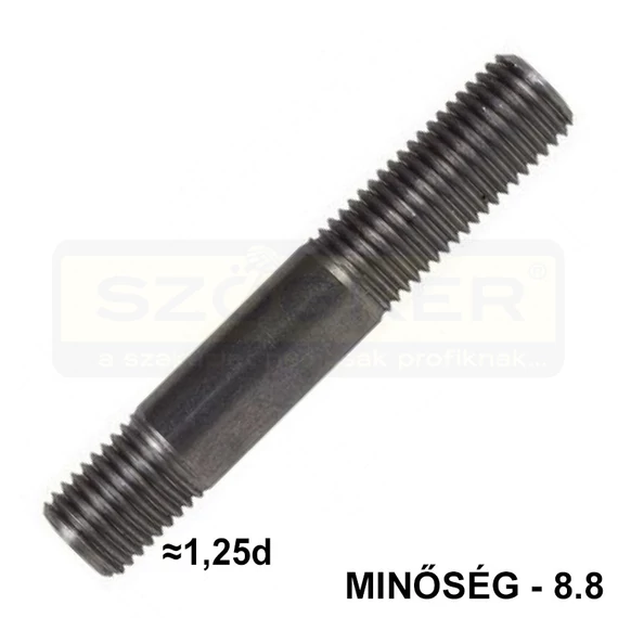 ÁSZOKCSAVAR M16*70 1.25d DIN 939-8.8 NAT. IMPORT