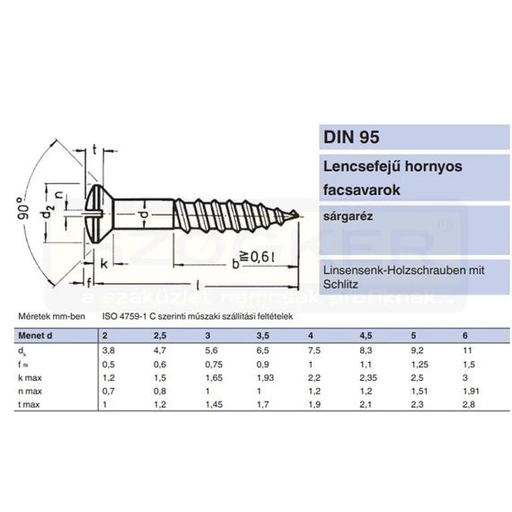 FACSAVAR LF D2.0*12 DIN 95 SÁRGARÉZ IMPORT