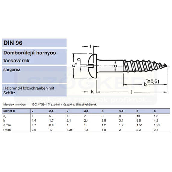FACSAVAR FGF D2.0*12 DIN 96 SÁRGARÉZ IMPORT