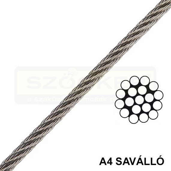 SODRONYKÖTÉL D1.0 T1*19 DIN 3053 A4 SAVÁLLÓ VÁGOTT IMPORT