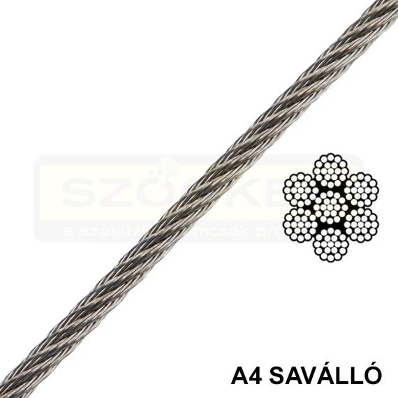 SODRONYKÖTÉL D8.0 T7*19 DIN 3060 A4 SAVÁLLÓ VÁGOTT IMPORT