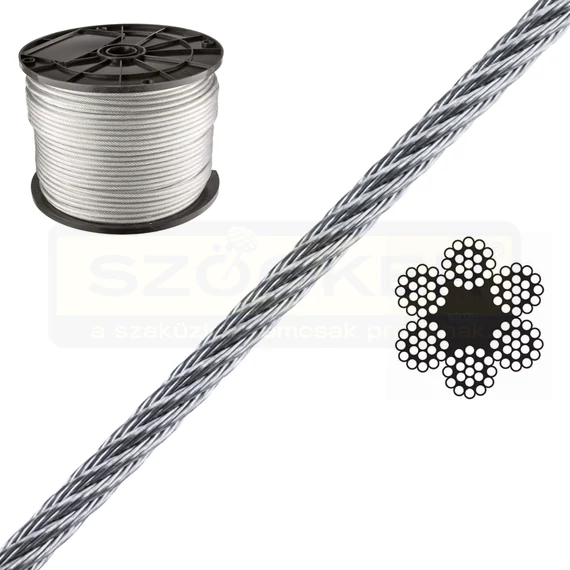 SODRONYKÖTÉL D4.0 T6*19 DIN 3060 HG. SZE:9.41KN IMPORT 100FM/TEKERCS