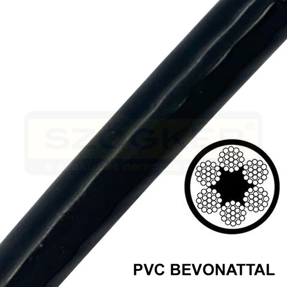SODRONYKÖTÉL D06/04 T6*19 DIN 3060 HG. PVC FEKETE VÁGOTT IMPORT