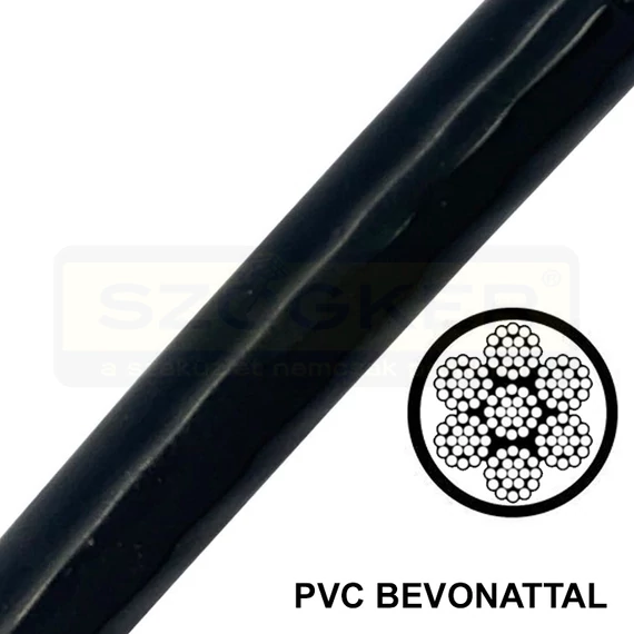 SODRONYKÖTÉL D05/03 T7*19 DIN 3060 HG. PVC FEKETE VÁGOTT IMPORT